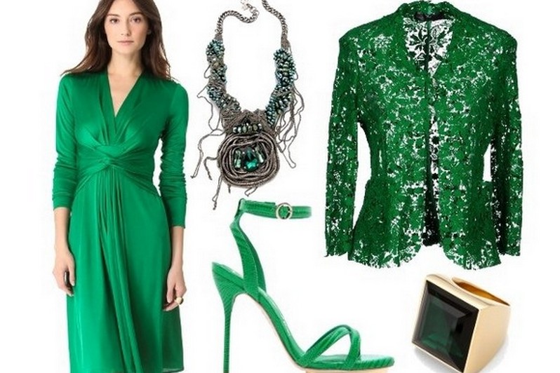Сочетание с зеленым платьем