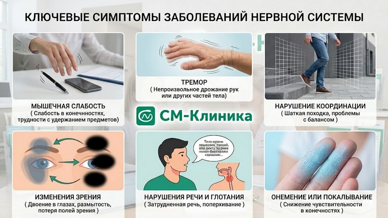 Симптомы заболеваний нервной системы
