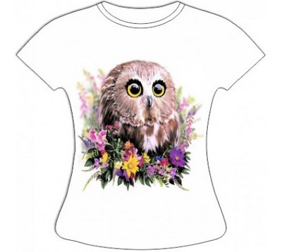 Женская футболка Сова с цветах